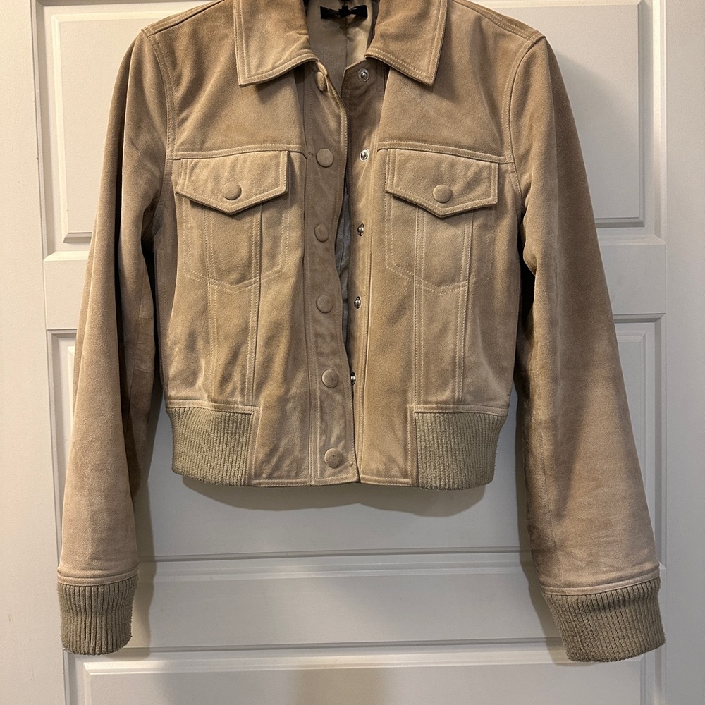 Rag & Bone Suede Bomber Jacket - Women's Beige Suede Coat